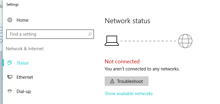 You Are Currently Not Connected To Any Network