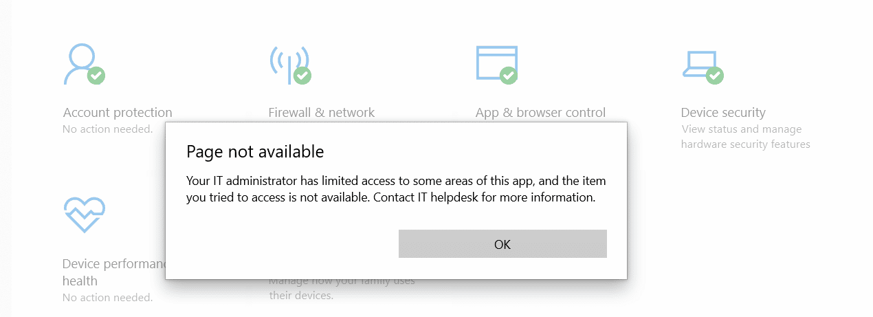 System showing page not available.
